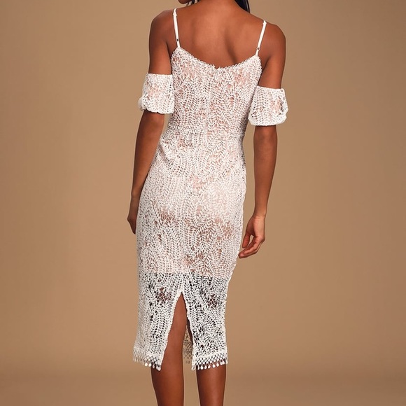 LULU’S White Lace Cold Shoulder Midi Dress - Picture 6 of 13